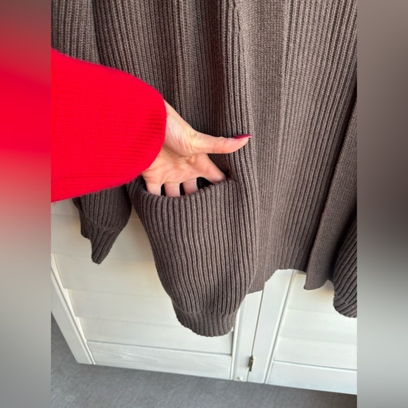 Quince Brown Cotton Oversized Cardigan - Picture 6 of 13